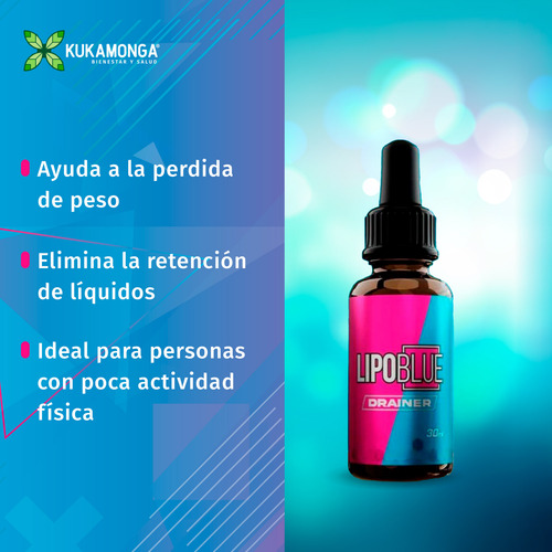 1 Lipo Blue Boost + 1 Drainer + 1 Té Detox + 1 Lipo Balance