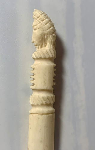Antiguo Abrecartas Hueso Figura Cabeza Crema (Usado)