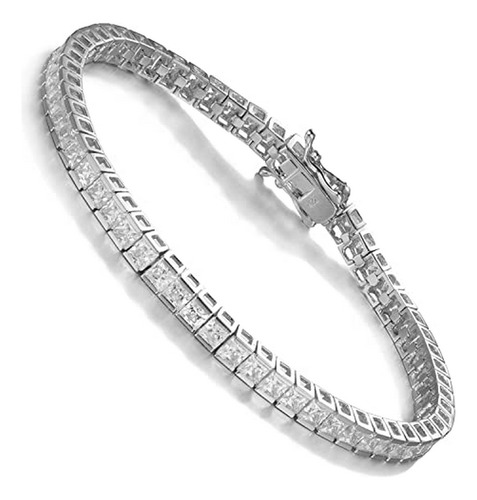 Shka Pulsera De Tenis De Corte Cuadrado De Princesa De Plata