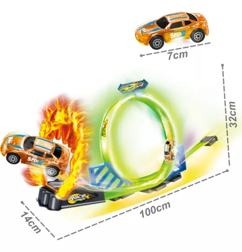 Pista Conjunto de Looping Duplo + Carrinho - Stunt - Track Builder