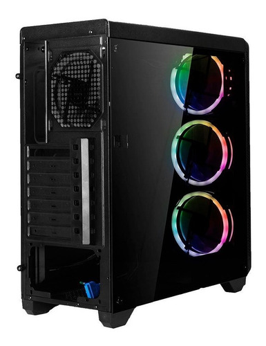 Gabinete Gamer Warrior Modoc Preto Fan Ring Rgb Ga179