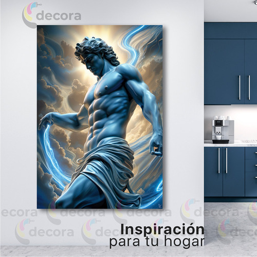Cuadro Canvas Escultura Dios Griego Azul 60x40 Esc31