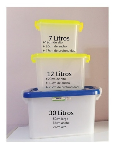 Caja Plástica Multiuso  De 7, 12, 30, 50, 62 Y 65 Litros