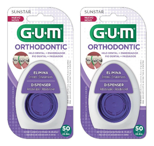 Gum Combo Orthodontic Floss Hilo Dental Enhebrado 2uds