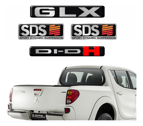 Kit Emblemas Adesivos L200 Triton Glx Did-h Traseiro/lateral