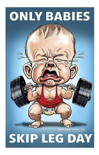 Vinilo 20x30cm Vikingo Musculoso Caricatura En Gimnasio