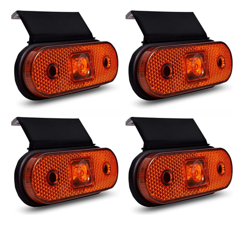 Kit 4 Lanternas Lateral Oval Led Bivolt Facchini C/ Suporte