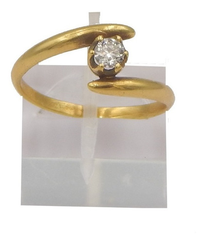 Delicado Anillo De Oro Con Brillante Central 20 Pt!