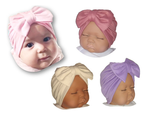 4 Gorritos Para Bebé Niña Turbantes Headwraps 0-6 M