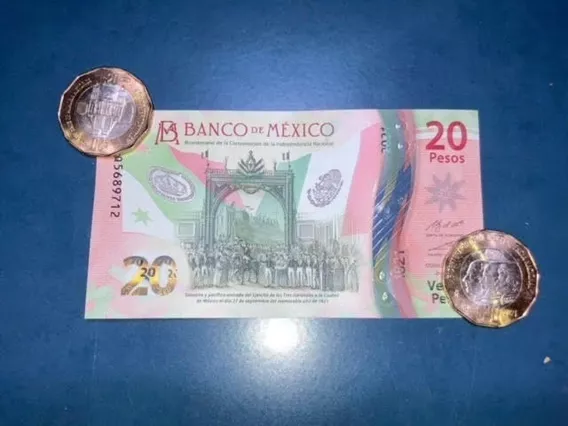 Billete 20 Pesos Y Moneda 20 Pesos Conmemorativa