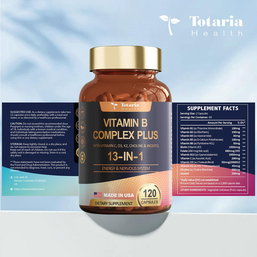 Complejo De Vitamina B Totaria 13 En 1 Con B1, B2, B3, B4, B