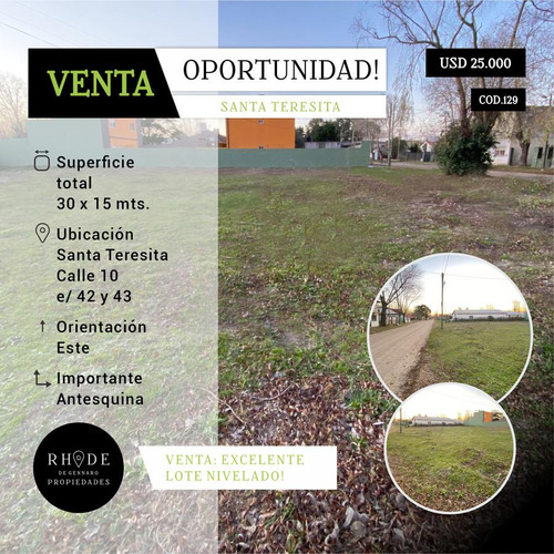 Lote A La Venta En Santa Teresita - Calle 10 E/ 42 Y 43
