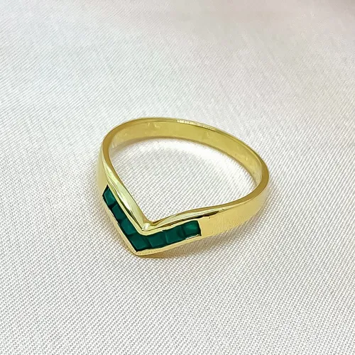 Anillo Pico Oro 18k Esmeraldas T18