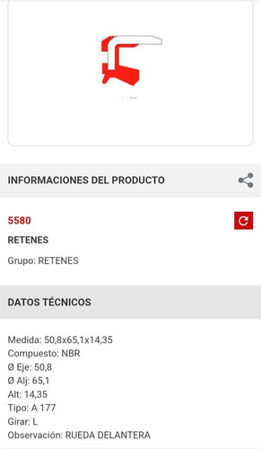 Reten Rueda Delantera Chevrolet 400 C10 C40 Cs100 Chevy 5580