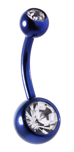 Piercing Ombligo Azul Marino Con Cristal Claro 1 Pza