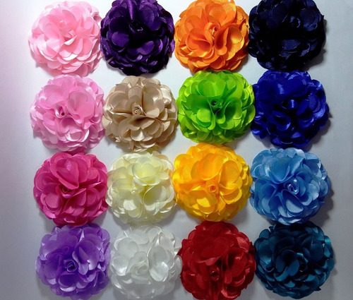 Imagen 2 de 4 de Flores De Tela Para Apliques Estilo Rosa De 8 Cm