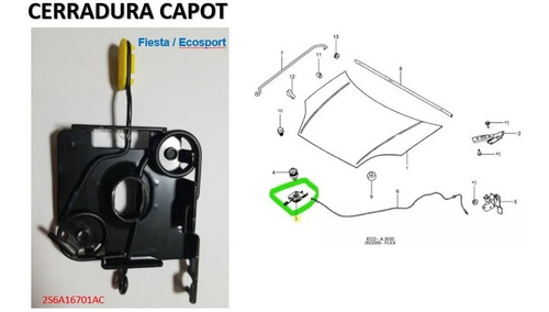 Cerradura Capot Fiesta/ecosport 