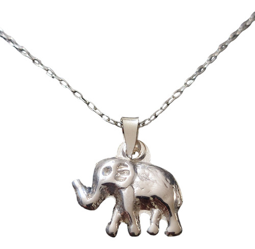 Cadena Collar Elefante Mediano Mujer Niños Plata 925 + Caja