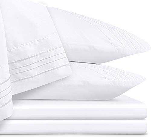 Juego De Sabanas Blancas Microfibra Suave Queen Size 4 Pzs Blanco Liso