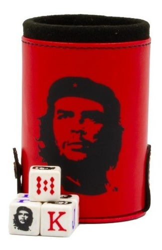 Cubilete Che Guevara Con Portadados. 5 Dados Grabados