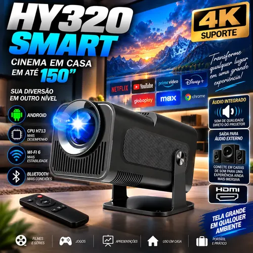 Projetor Vlx Hy320 Mini 4k Wi-fi Preto Bluetooth Android