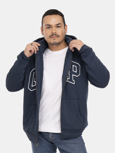 Poleron Hombre Gap Sherpa Logo Con Cierre Azul