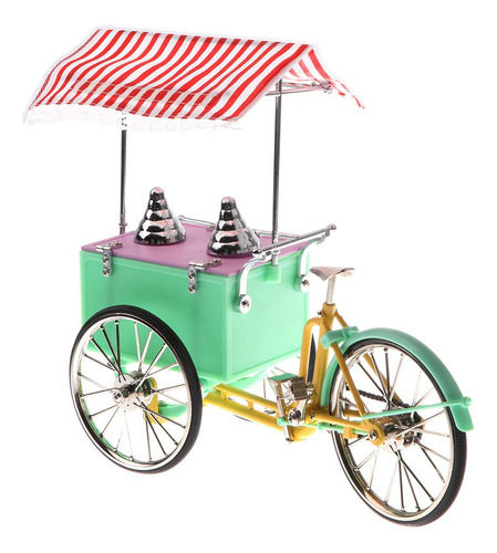 1:10 Aleación Diecast Triciclo Helado Camión Bicicleta