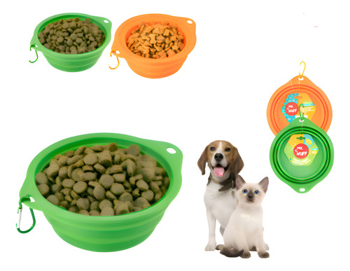 Plato Comedero Para Perro Plegable 16x12x6cm Mr Wuff Color Verde