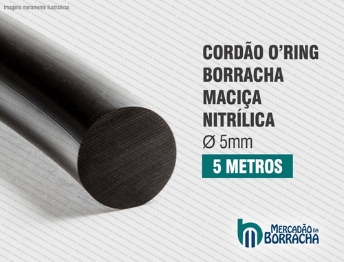 Cordão Borracha Nitrílica Para Oring 5mm - 5 Metros