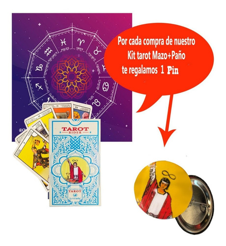 Imagen 1 de 8 de Cartas Tarot Rider + Paño Tirada 70cm.x70cm.c/bolsa