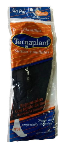 Plantillas Ternaplant De Toalla Con Arco Cosido 34/46 Color Negro Tamaño De La Plantilla 36