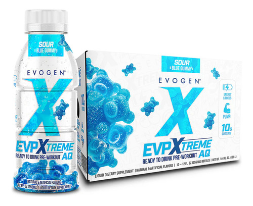 Evogen Evp Xtreme Rtd Aq 12 Botellas 12 Onzas Sour Blue Gummy
