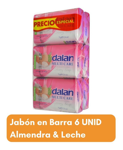Imagen 1 de 3 de Dalan Jabón Barra Almendra & Milk 6-pack 75gr 12 Paqxbulto