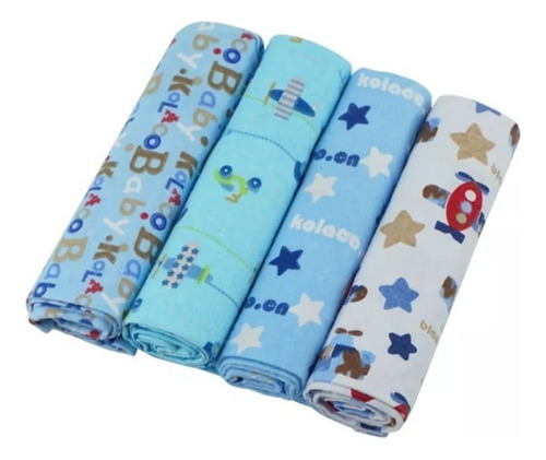 Set 4 Mantas Franela Tutos Bebe Pañales Tela Estampados Bebé Color Modelo Niño