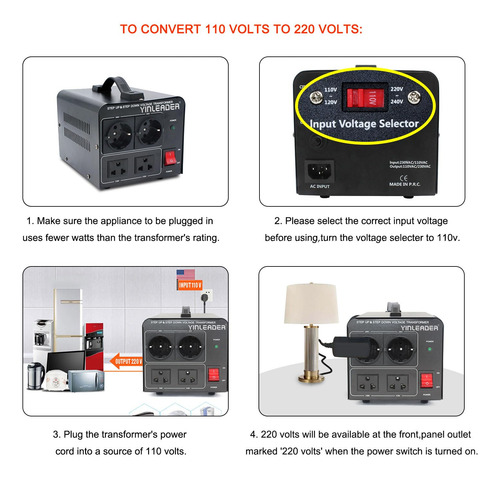 Convertidor De Voltaje Yinleader 110v A 220v 1000w Color