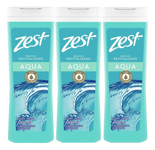 3 Jabón Líquido Corporal Zest Aqua 400ml