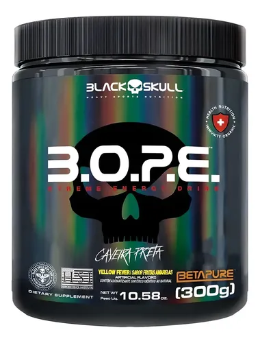 Pré-Treino B.O.P.E. Black Skull em Pó, 300g Sabor Frutas…