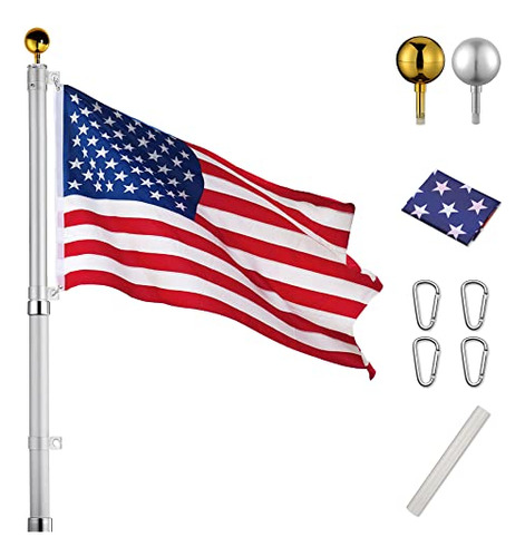 Yescom 20ft Telescopic Aluminum Flag Pole Free 3'x5' Us...