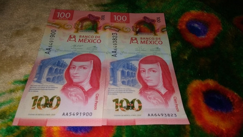 Billetes De 100 Pesos Serie Aa En Exelente Estádo