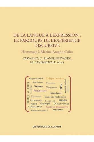 De La Langue Ãâ L'expression: Le Parcours De L'expãâ©rience Discursive, De Carvalho, Cristina. Editorial Publicacions Institucionals Ua, Tapa Dura En Francés