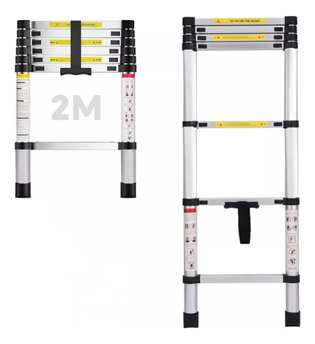 Escalera Telescopica Escalones Plegable De  Aluminio 2metros