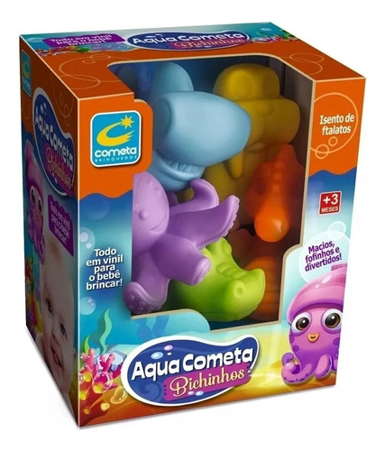 Brinquedos De Vinil Para Bebê Aqua Cometa Bichinhos +3 Meses