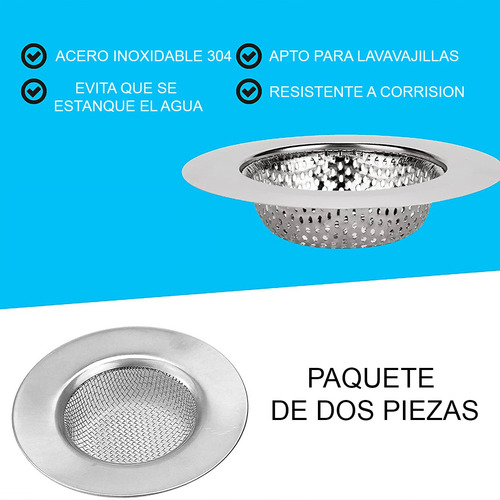 Coladera Tarja Fregadero Cocina Acero Inoxidable 7 Cm 2 Pzs
