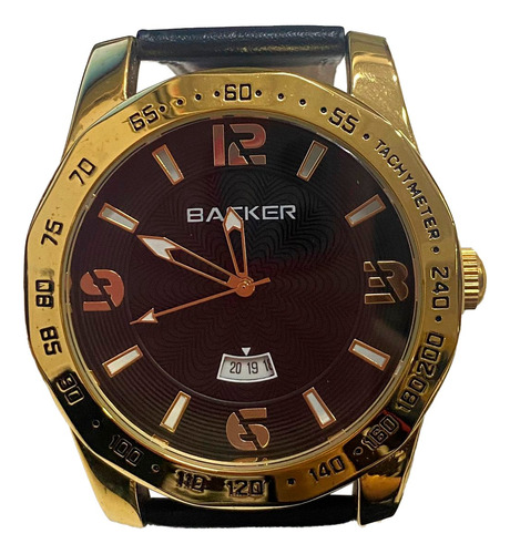 Relógio Masculino Backer 3289245m De Vltrlne Correia Preto Bisel Dourado