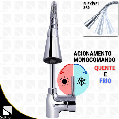 Kit Cuba Cozinha Gourmet 44x44 Inox Com Torneira Monocomando Cor Escovado
