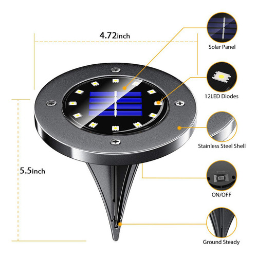 Luces Para Exteriores Con 12 Led, Luces De Suelo Esmerilado