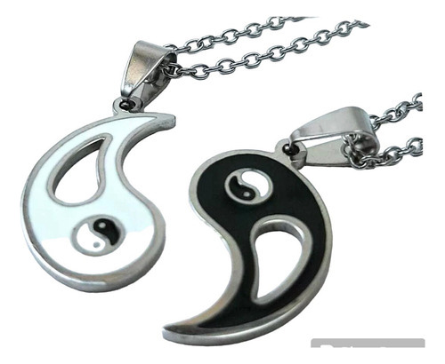 Dije Ying Yang Acero Amigos Parejas 2 En 1 + 2 Cadenas Ace 