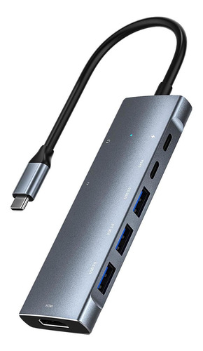 Hub Universal 9 Em 1 Usb-c Com 4k 3 Usb3.0 Ethernet Sd E