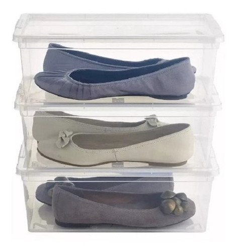 Imagen 3 de 6 de Organizador Zapatos X3 Plastico Con Tapa Zapatillas Calzado