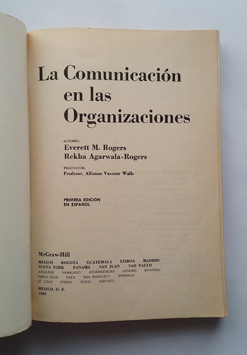 La Comunicación En Las Organizaciones - E. Rogers Y R.rogers (Usado)
